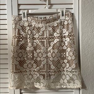 Flutter Nude/white embroidered skirt (Nastygal)